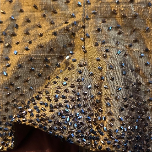 100% silk gold beaded sequined Mike Benet size UK 8 or us 4 & Gold knot headband - Picture 2 of 13